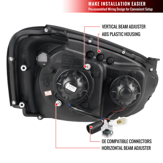 2004-2005 Impreza Halo LED Projector Spec-D Headlights Black