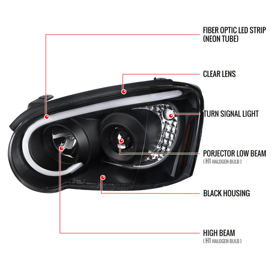 2004-2005 Impreza WRX STI Projector Spec-D Headlights LED Black Clear