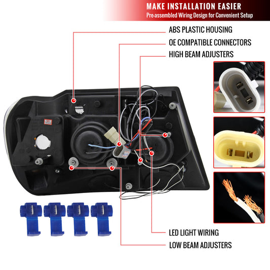 1999-2004 Grand Cherokee Projector Spec-D Headlights Black Smoked