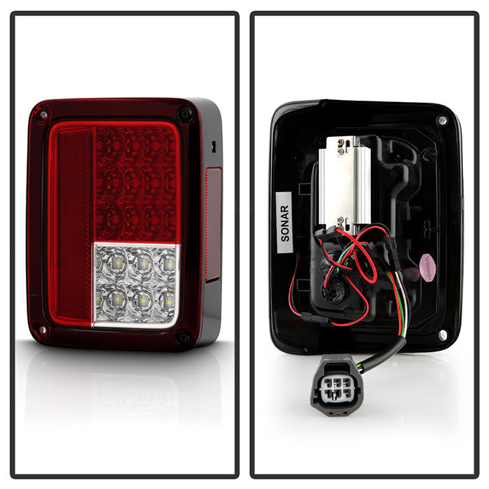 Jeep Wrangler 07-18 LED Tail Lights Red Clear