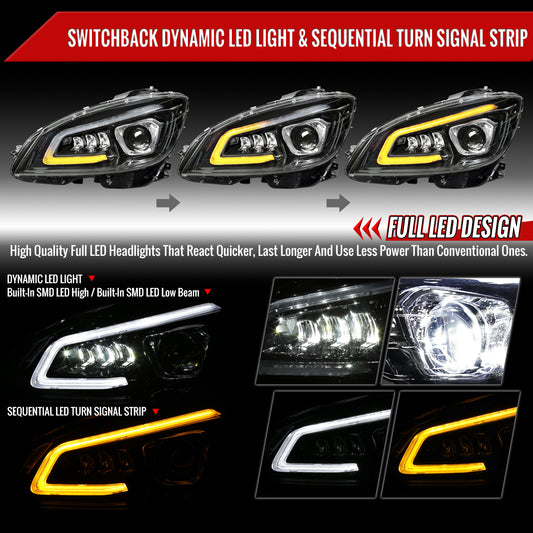 2009 Benz W204 C-Class Full Spec-D black aftermarket headlights