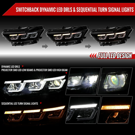 2016 Mustang Start-Up Animation Pro Spec-D black aftermarket headlights