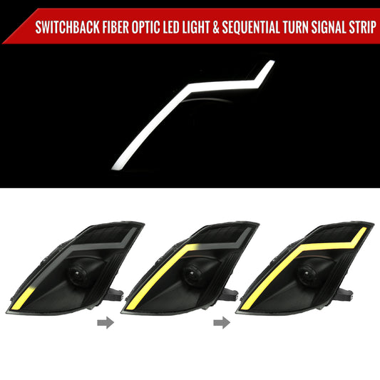 2007 350Z Spec-D black aftermarket sequential LED headlights