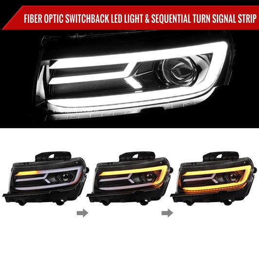 2015 Chevy Camaro LED Strip GL Spec-D black aftermarket headlights