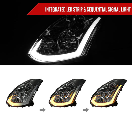 2004 G35 2DR Pro Turn Spec-D chrome aftermarket headlights