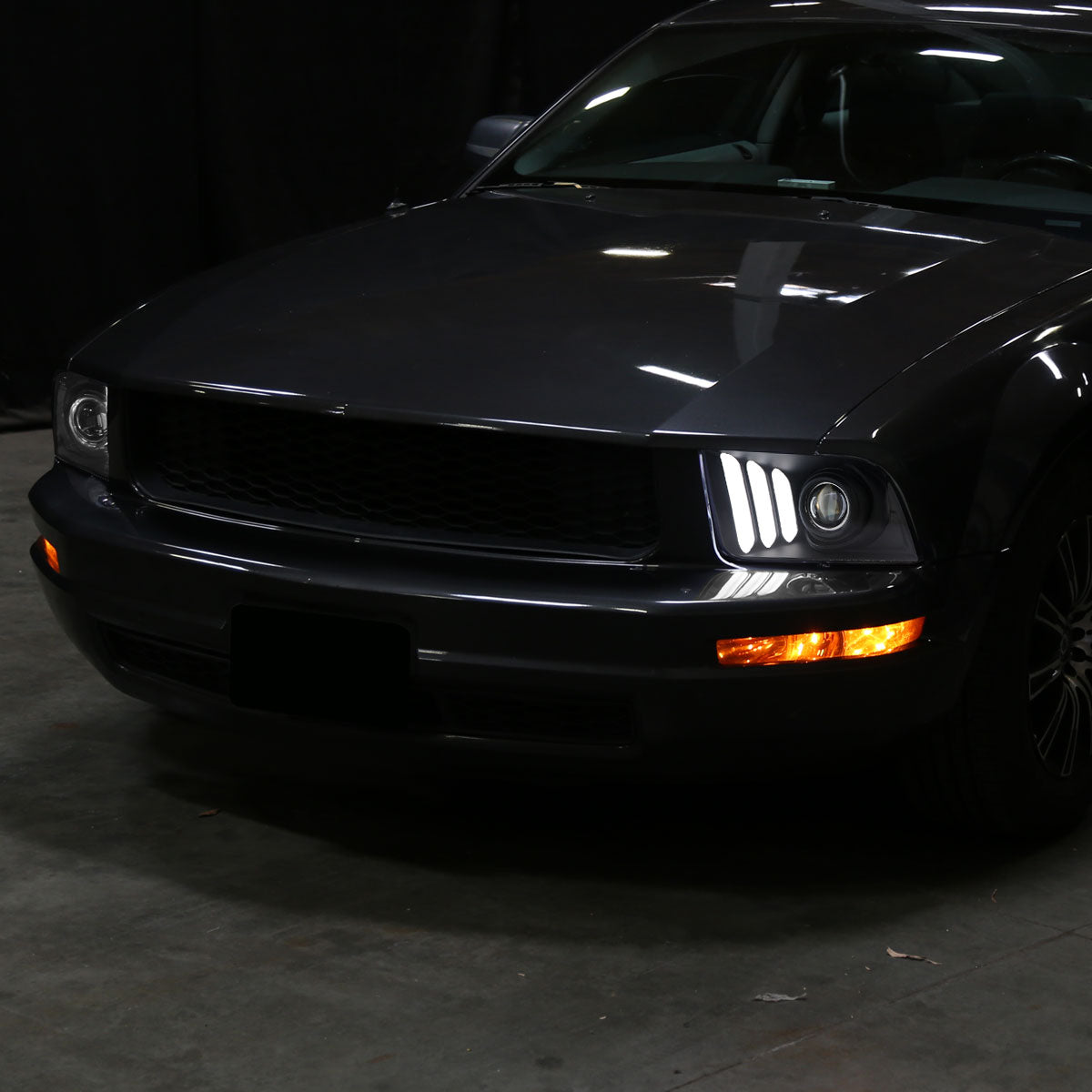 Spec-D 09 Ford Mustang matte black headlights