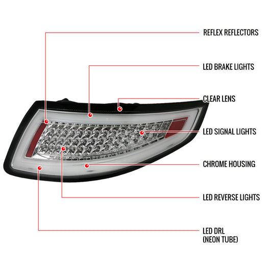 2005-2008 Porsche 997 911 LED Chrome Tail Light