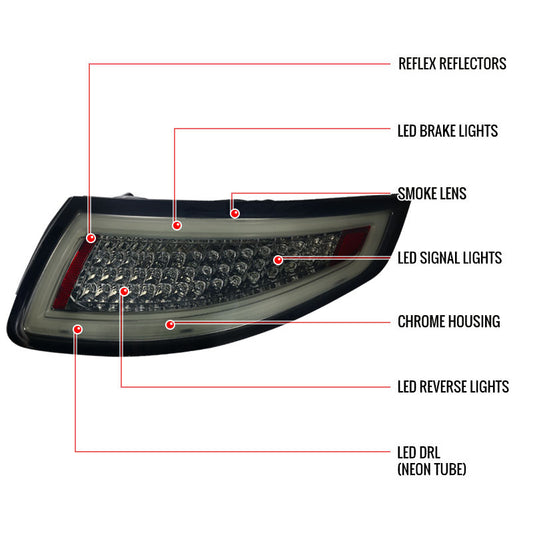 2005-2008 Porsche Carrera 997 911 LED Smoked Spec-D Tail Lights