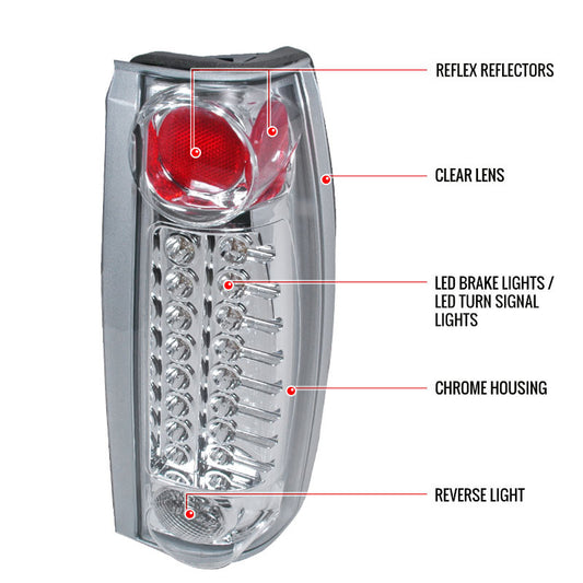 1999-2000 Cadillac Escalade LED Spec-D Tail Lights Chrome