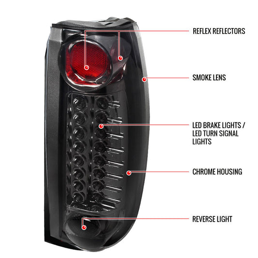 1999-2000 Cadillac Escalade LED Spec-D Tail Lights Smoked