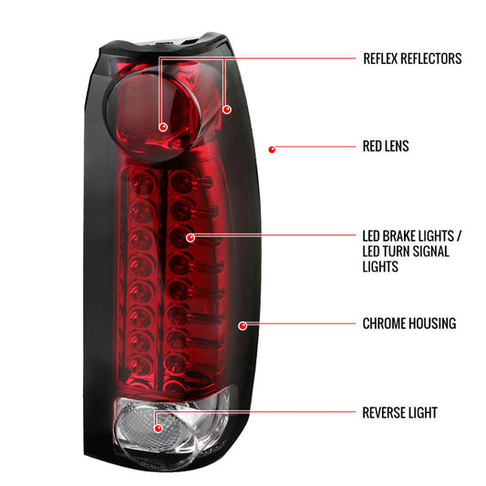 1999-2000 Cadillac Escalade LED Spec-D Tail Lights Red