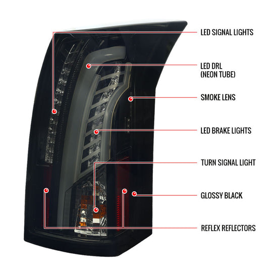 2003-2007 Cadillac CTS LED Spec-D Tail Lights Black Smoked