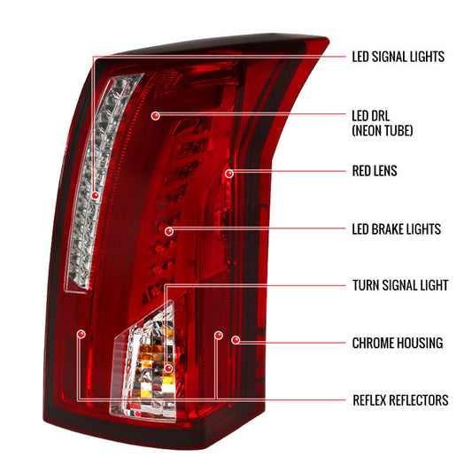 2003-2007 Cadillac CTS LED Spec-D Tail Lights Red