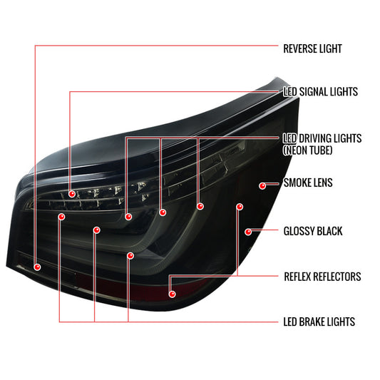2004-2007 BMW 530i 550i 545i E60 Smoked LED Spec-D Tail Lights