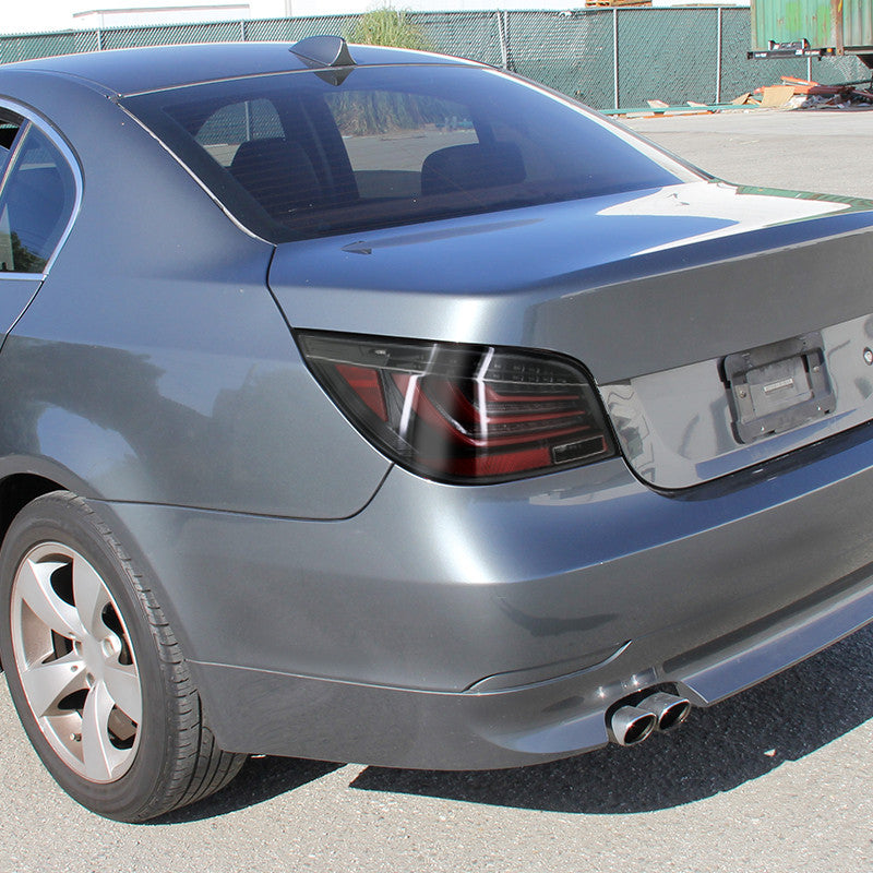 2004-2007 BMW 525i 530i 550i 545i LED Spec-D Tail Lights Black Clear Lens Red Bar