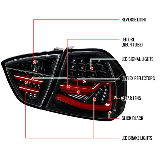 2006-2008 BMW E90 Sedan Only LED Spec-D Tail Lights Black