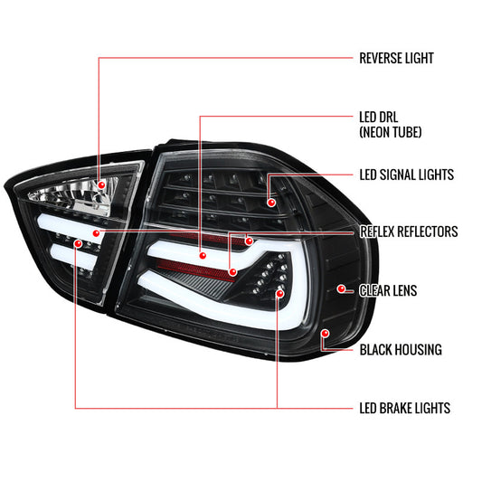 2006-2008 BMW E90 323i 325i 328i 330i LED Spec-D Tail Lights Black