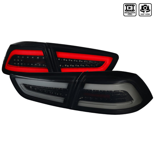 2008-2017 Mitsubishi Lancer EVO X LED Black Spec-D Tail Lights Smoked Lens