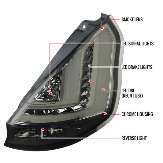 2011-2012 Ford Fiesta LED Spec-D Tail Lights Smoked