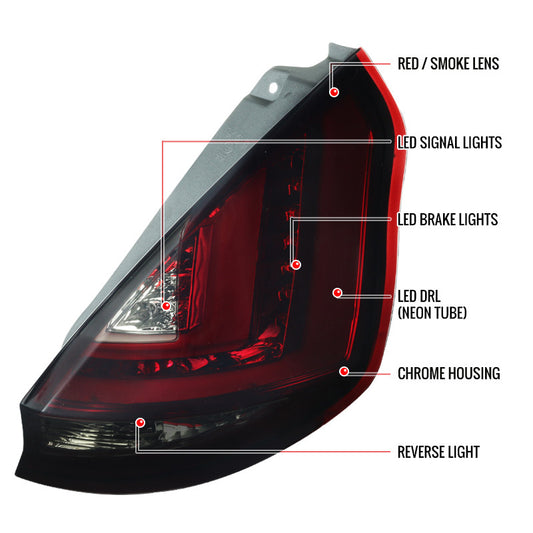 2011-2012 Ford Fiesta LED Spec-D Tail Lights Red Smoked
