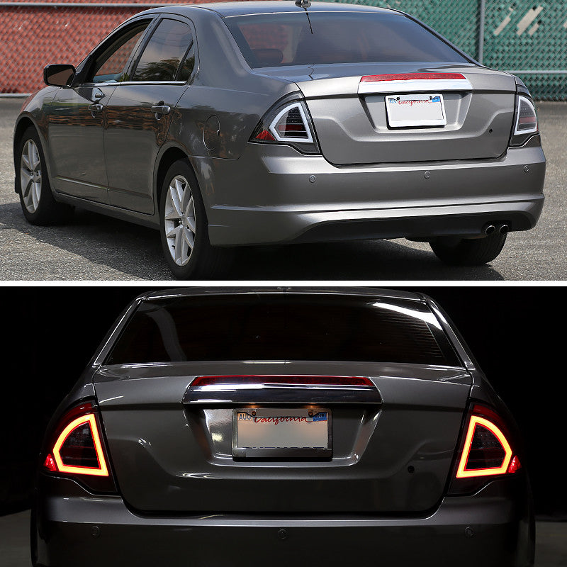 2010-2012 Ford Fusion LED Bar Tail Lights Black Housing Clear Lens