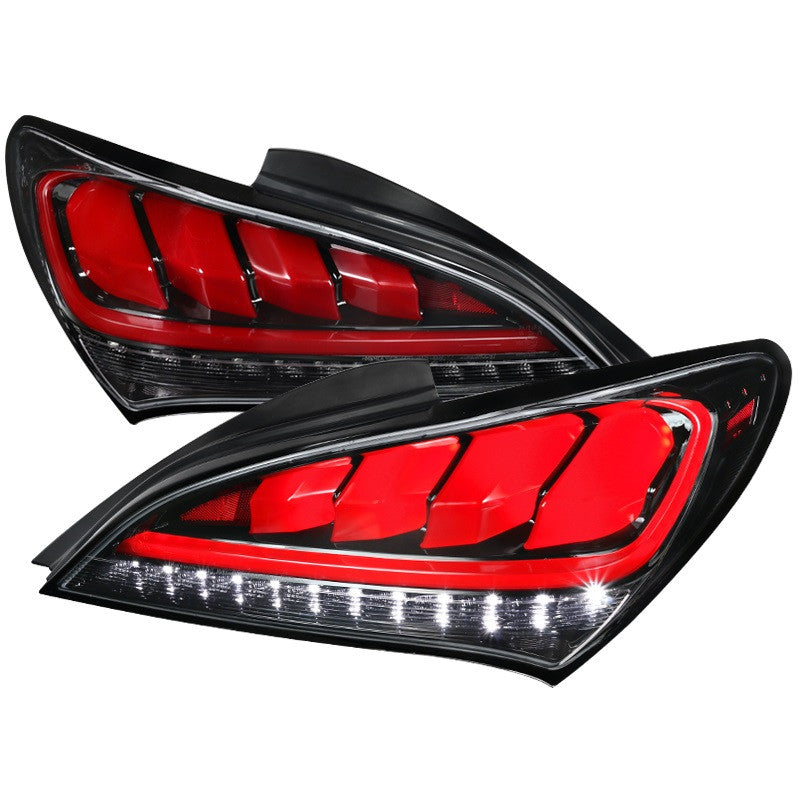 Spec-D 2010-15 Hyundai Genesis 2DR LED Sequential Tail Lights Black