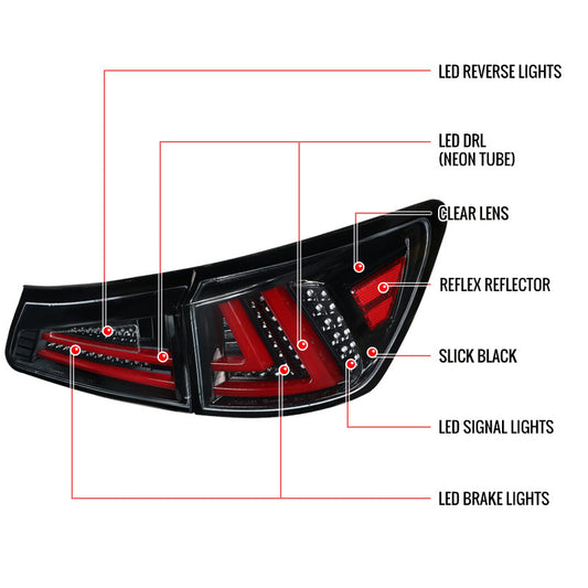 2006-2008 Lexus IS250 LED Spec-D Tail Lights