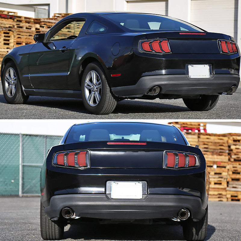 2010-2012 Ford Mustang Led Red/ white Bar Tail Lights Black