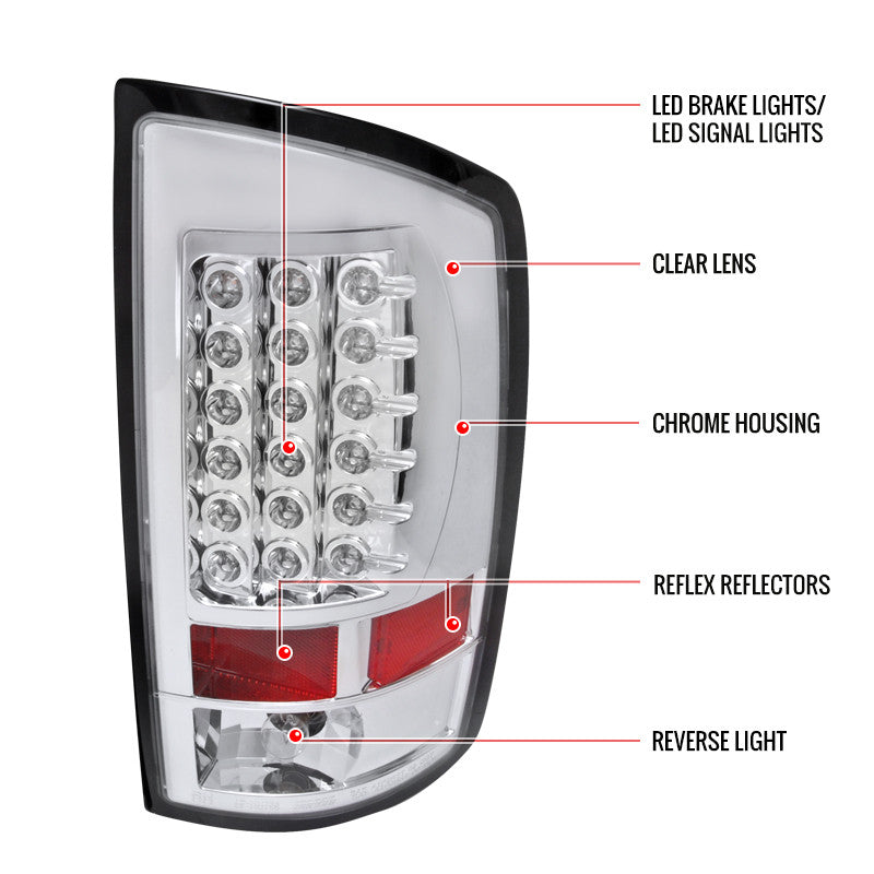 2002-06 Dodge Ram LED Tail Lights Chrome