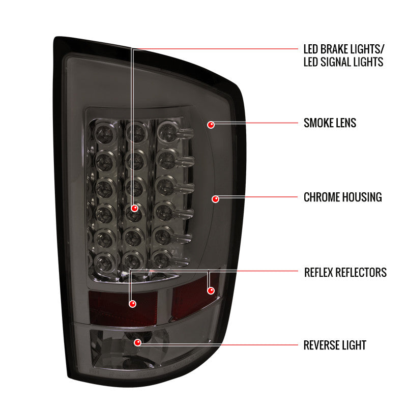 2002-06 Dodge Ram LED Tail Lights Smokedd