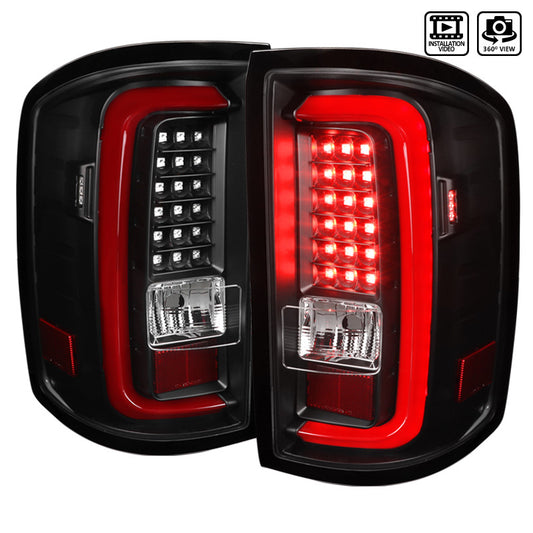 2014-2018 GMC Sierra LED Spec-D Tail Lights Full Black Housing Clear Lens