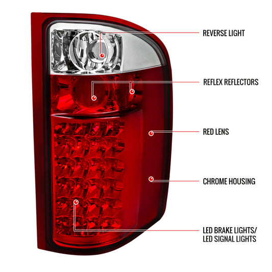 2007-2014 Chevy Silverado 1500 250HD LED Spec-D Tail Lights Red