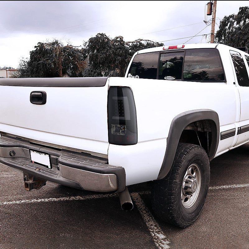 1999-02 Chevrolet Silverado white LED Bar Tail Lights Smokedd