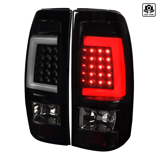 1999-2002 Chevrolet Silverado white LED Bar Spec-D Tail Lights Smoked