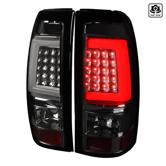 1999-2002 Chevrolet Silverado LED Bar Chrome Spec-D Tail Lights Smoked