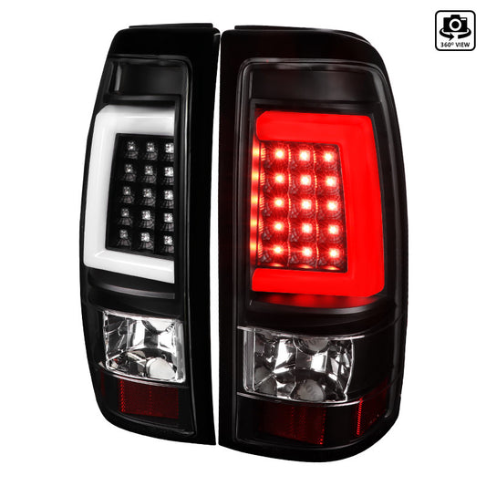 1999-2002 Chevrolet Silverado LED Bar Spec-D Tail Lights Black Clear Lens