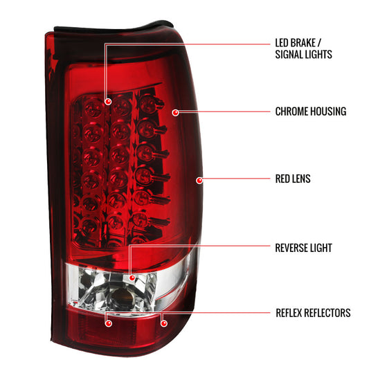 1999-2002 Chevrolet Silverado LED Spec-D Tail Lights Red