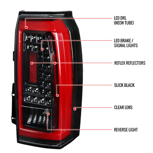 2015-2020 Chevrolet Tahoe LED Spec-D Tail Lights Black