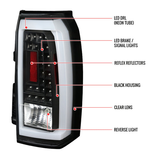 2015-2020 Chevrolet Tahoe LED Spec-D Tail Lights Black