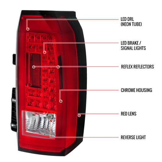 2015-2020 Chevrolet Tahoe LED Spec-D Tail Lights Red