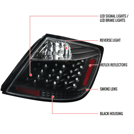 2004-2010 Scion Tc LED Spec-D Tail Lights Black