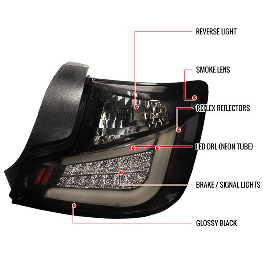 2011-2013 Scion Tc LED Bar Black Spec-D Tail Lights Smoked Lens