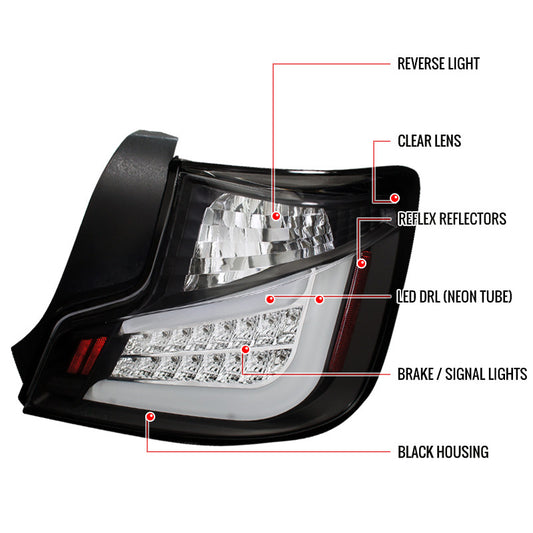 2011 Only Scion Tc LED Spec-D Tail Lights Black Housing
