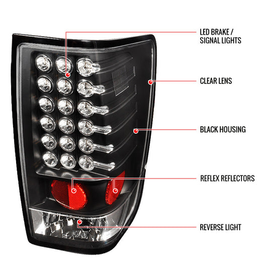 2004-2012 Nissan Titan LED Spec-D Tail Lights Black