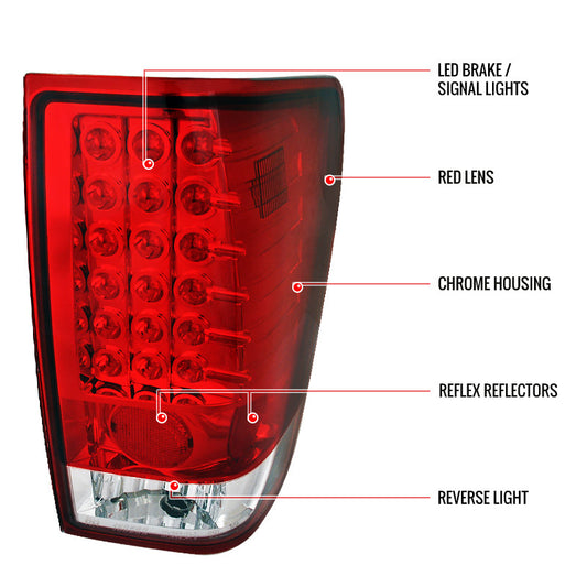 2004-2012 Nissan Titan LED Spec-D Tail Lights Red