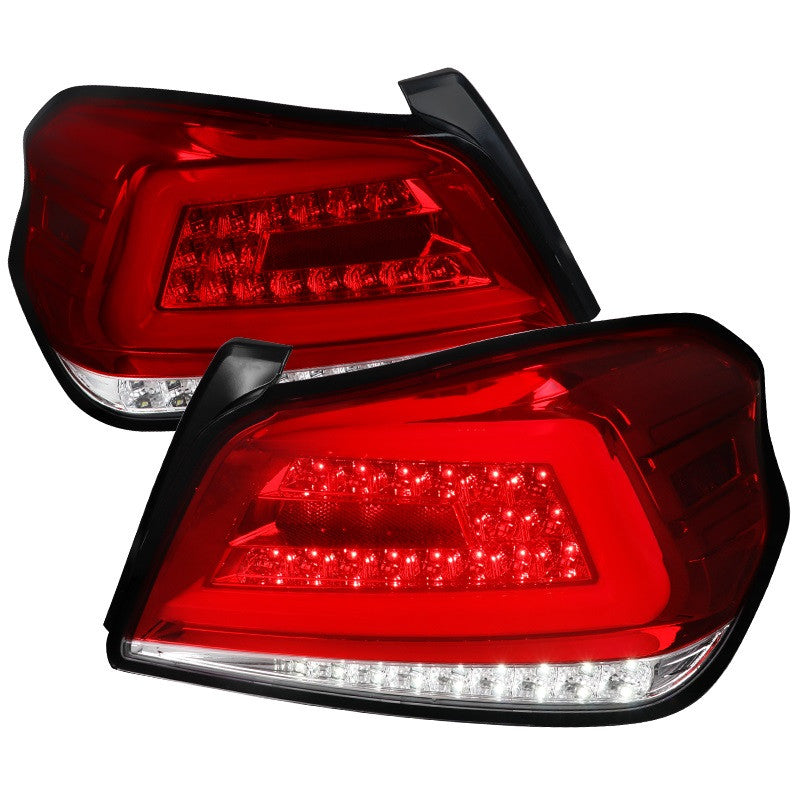 Spec-D 15-19 WRX White Bar LED Sequential Tail Lights Chrome Red Clear Lens