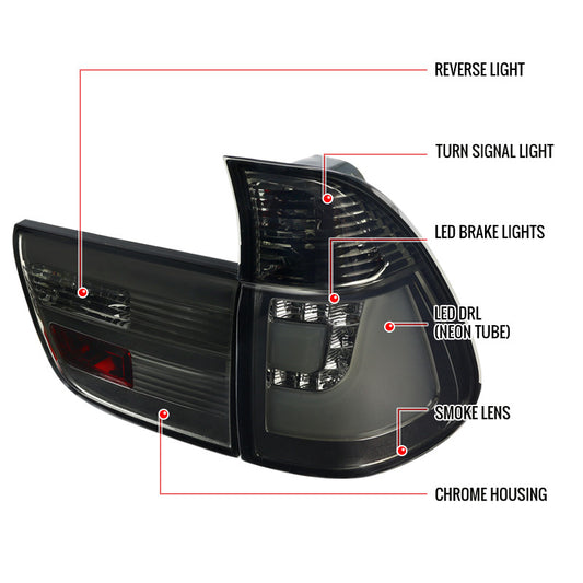 2000-2006 BMW X5 Smoked LED Spec-D Tail Lights