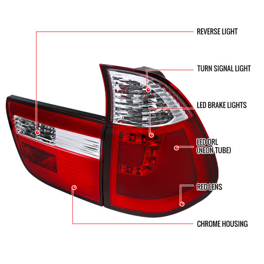 2000-2006 BMW X5 LED Spec-D Tail Lights Red