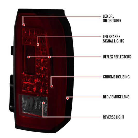 2014-2018 GMC Yukon LED Spec-D Tail Lights Smoked