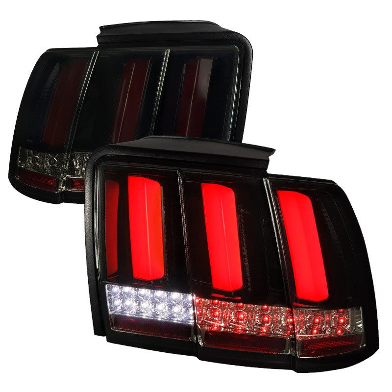 Spec-D 99-04 Mustang Facelift Sequential LED Red Bar Tail Lights Black